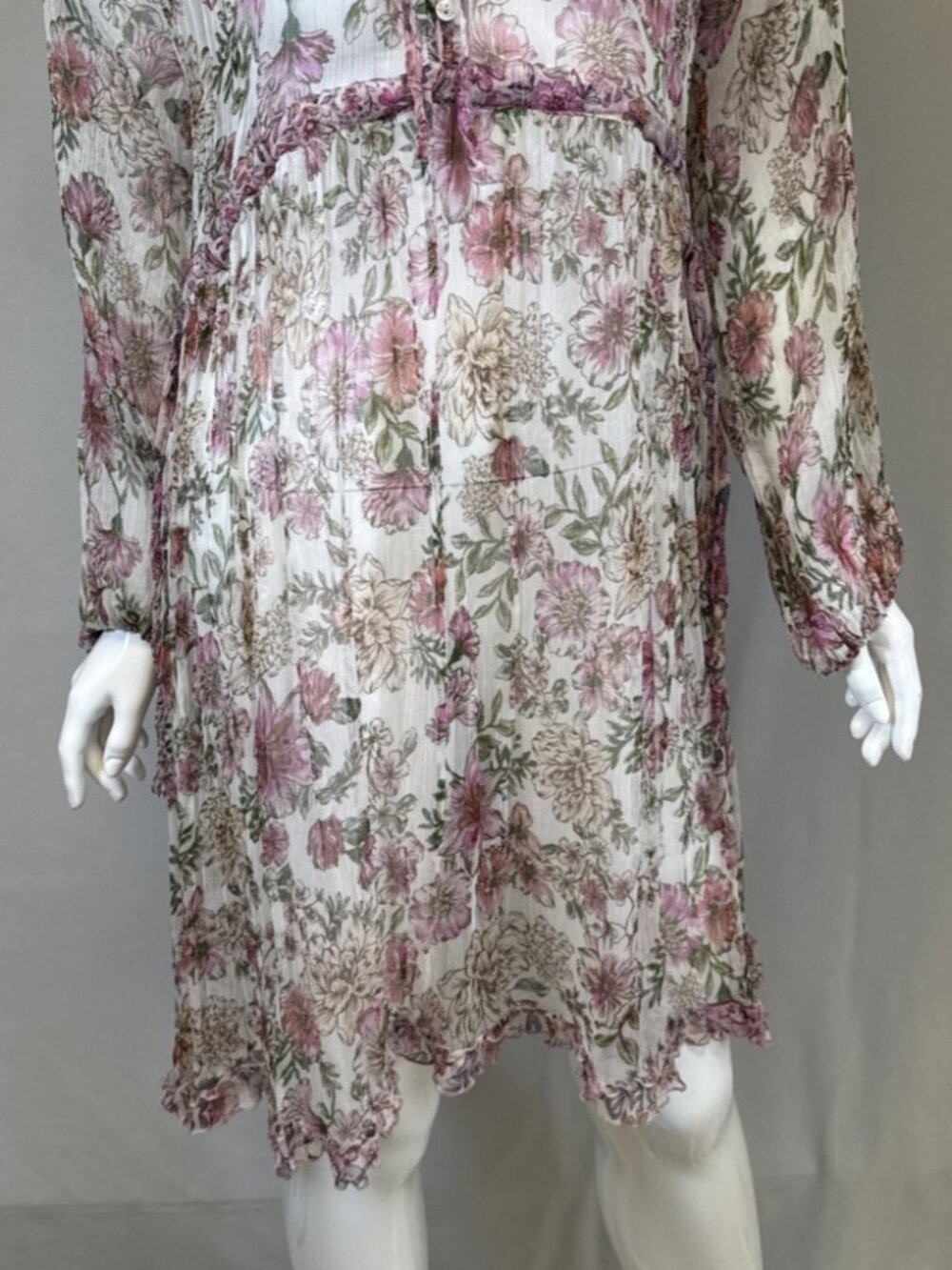 Johnny Was Jade Women's Floral Silk Sheer Dress, Size S - Picture 3 of 15